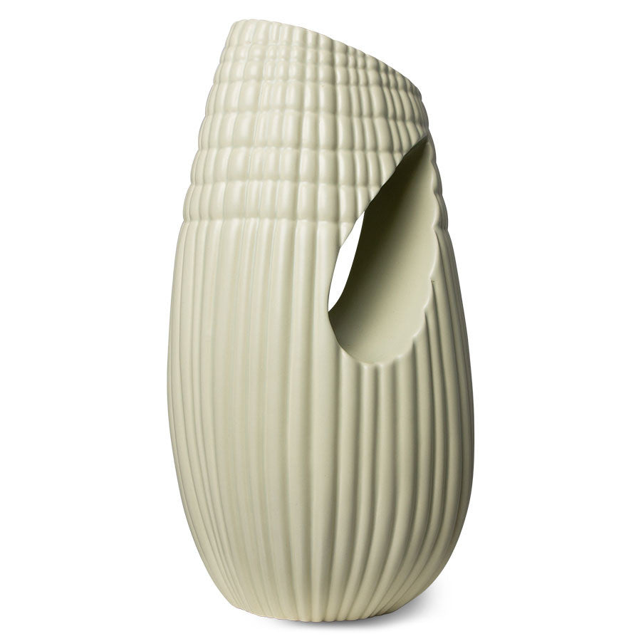 Ceramic Ribbed Vase Matt Minty
