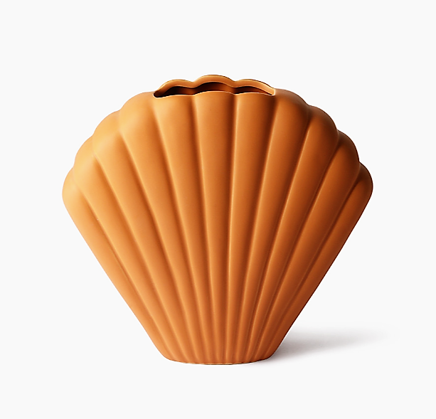 Ceramic Shell Vase Brown M