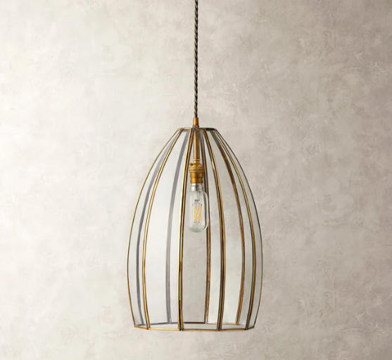 Marge Pendant Light In Brass And Glass, 41x25cm