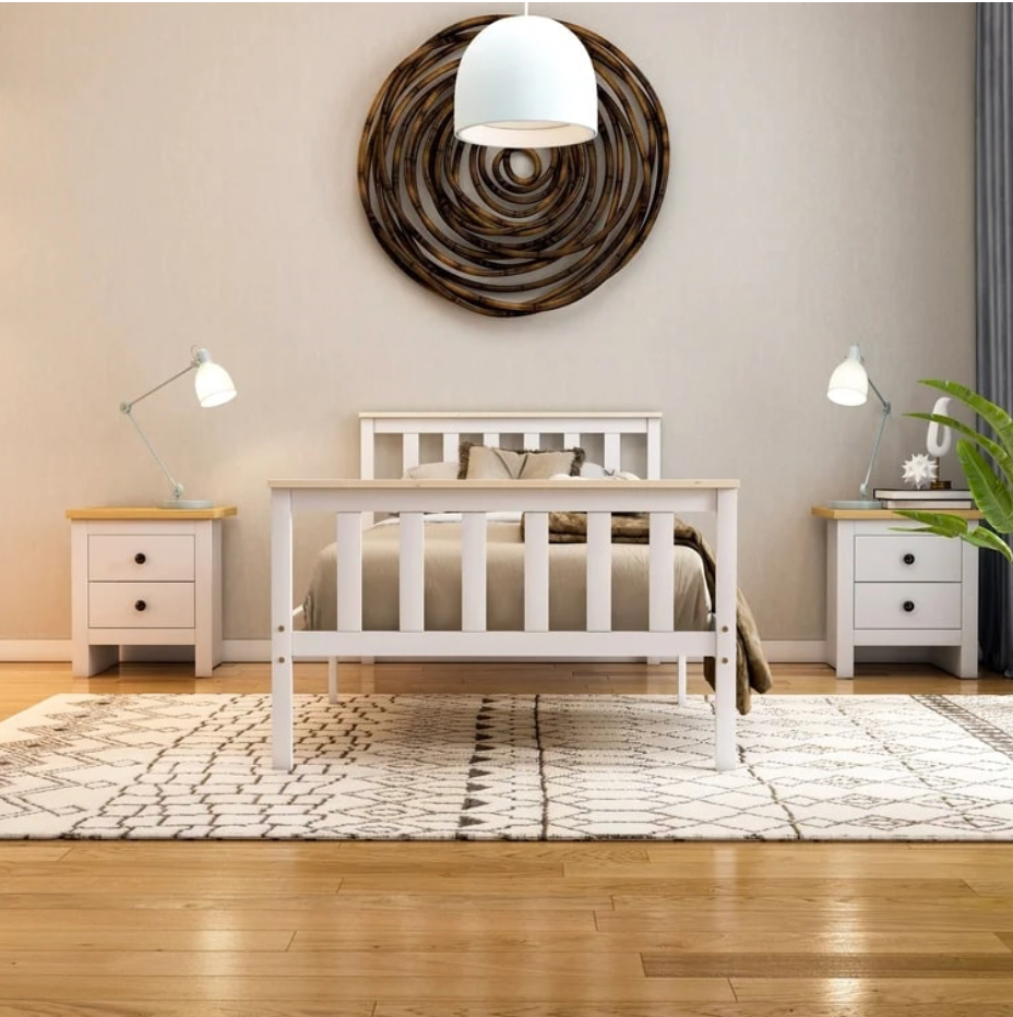 Vida Designs Milan Bed Frame, White/Pine Single 3', 97x197.5x82cm