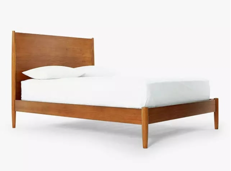 West Elm Mid-Century Bed Frame, Double, FSC Certified (Eucalyptus), Acorn, 202x145x118.7cm