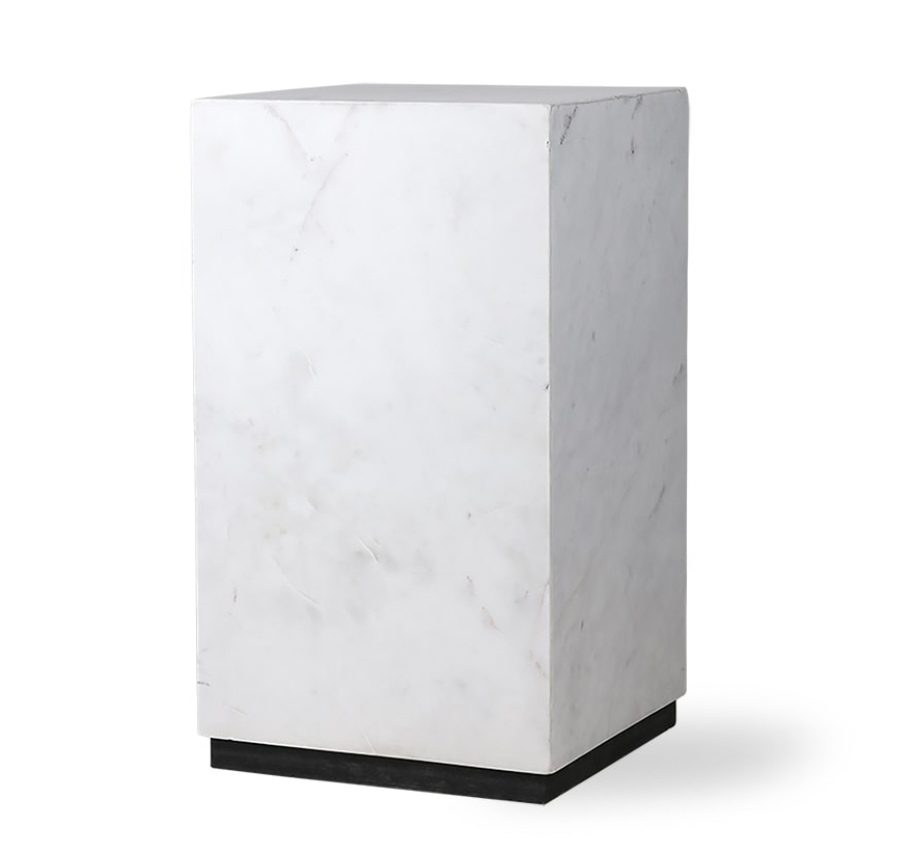 white marble block table, 25x25x42cm