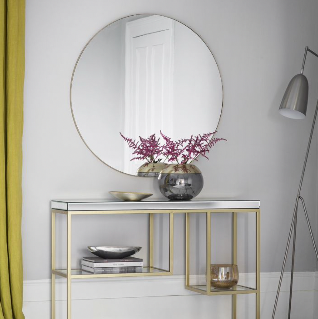 Hayle Round Mirror Black