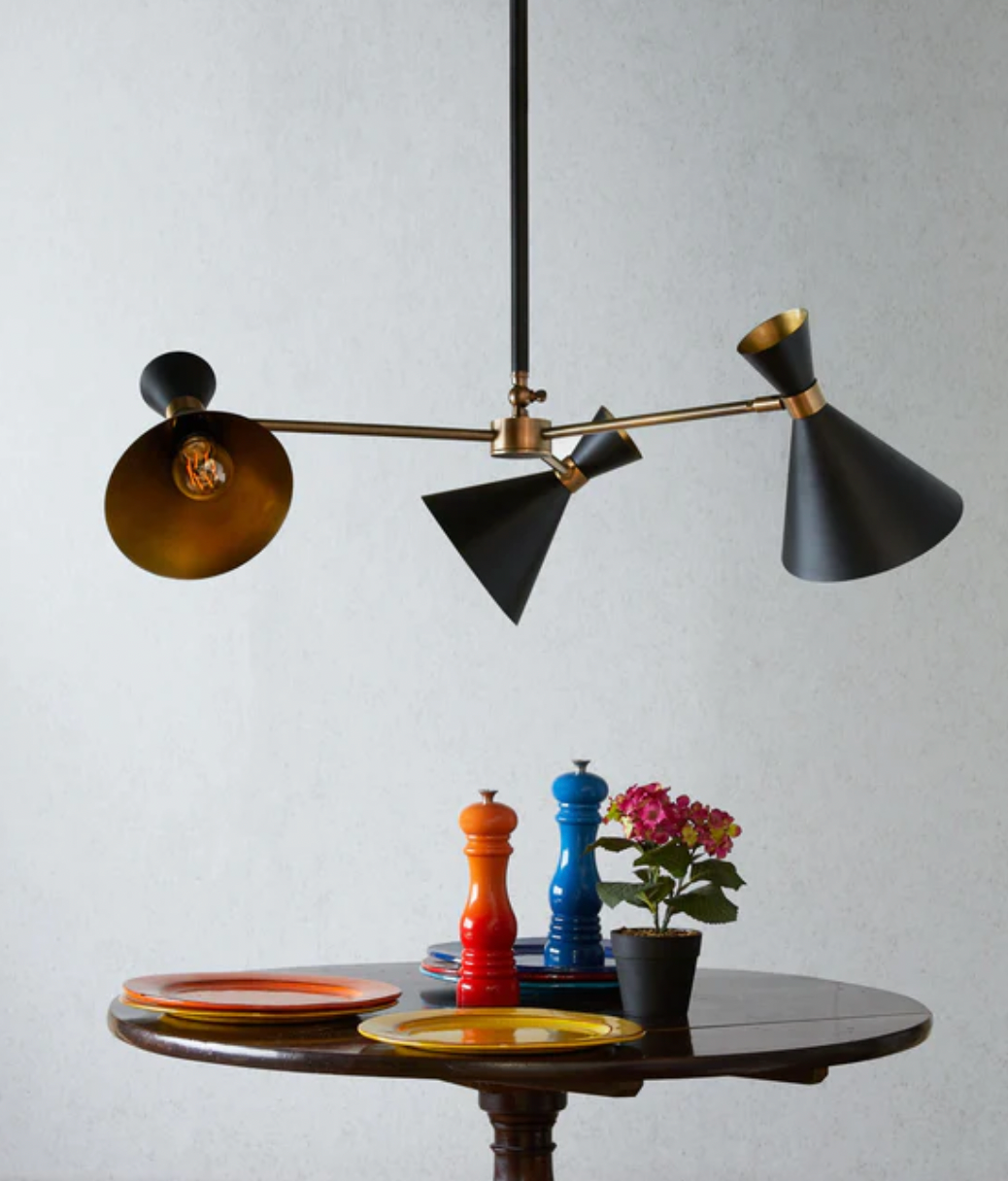 Bow Tie 3 Arm Chandelier - Black, 65x13cm