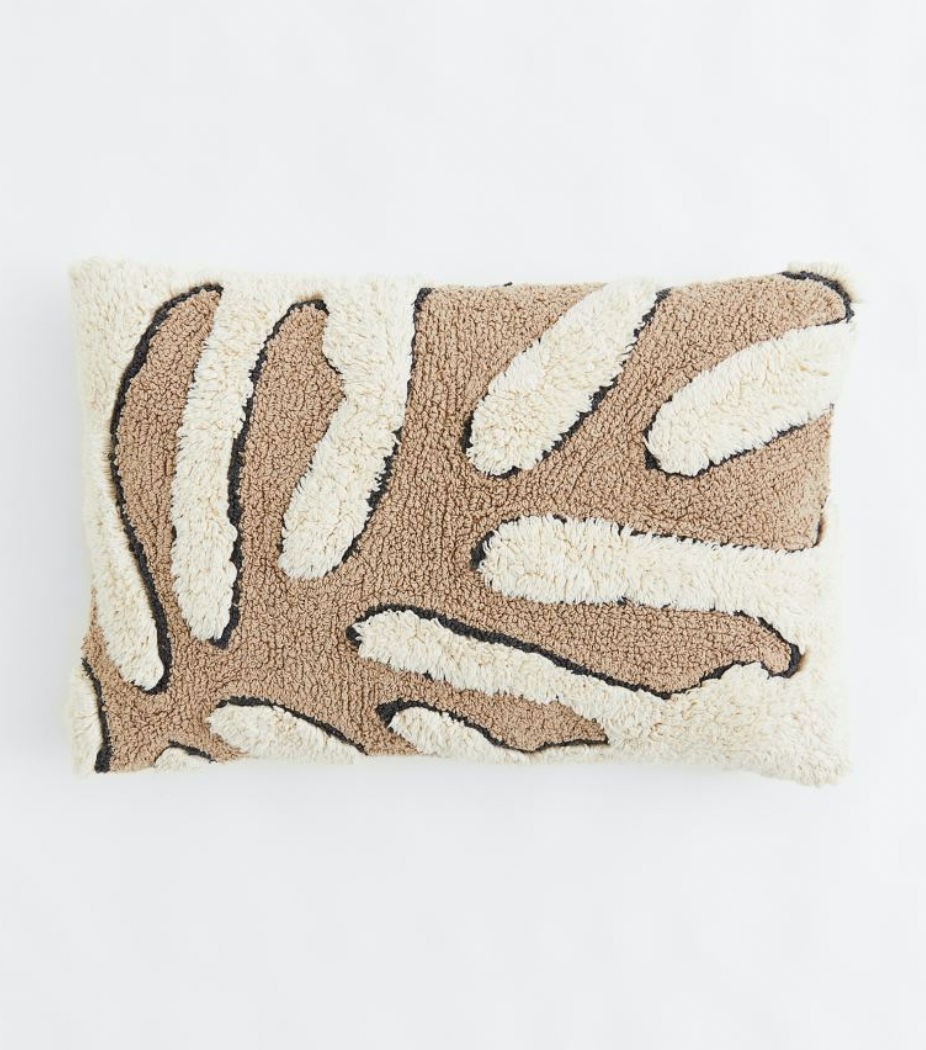 Tufted cushion cover - Light beige/Leaf 40x60