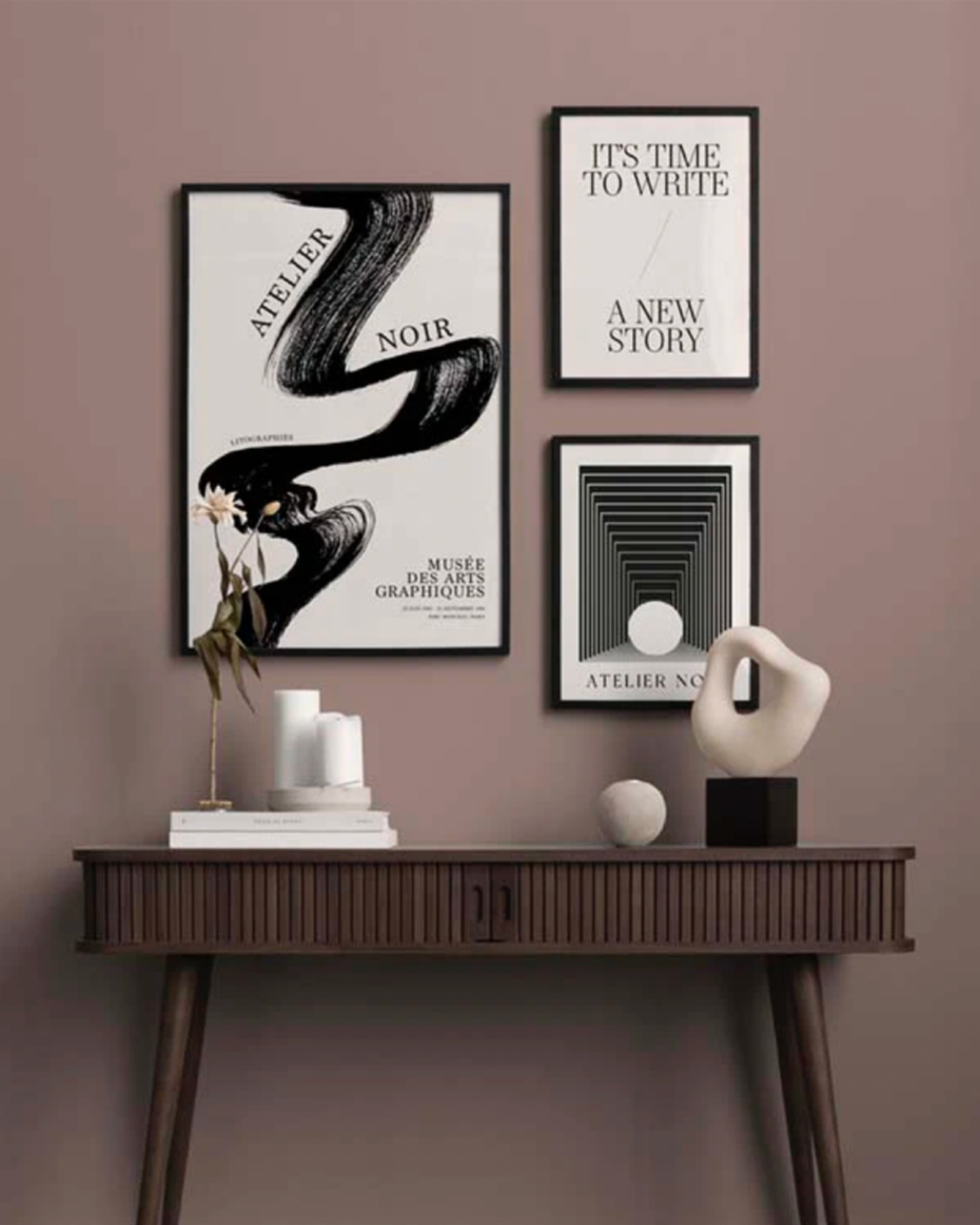 Black Brush Stroke Trio Poster Pack