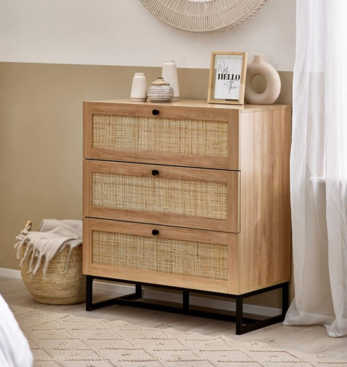Padstow 3 Drawer Chest - Oak, 40x80x90cm