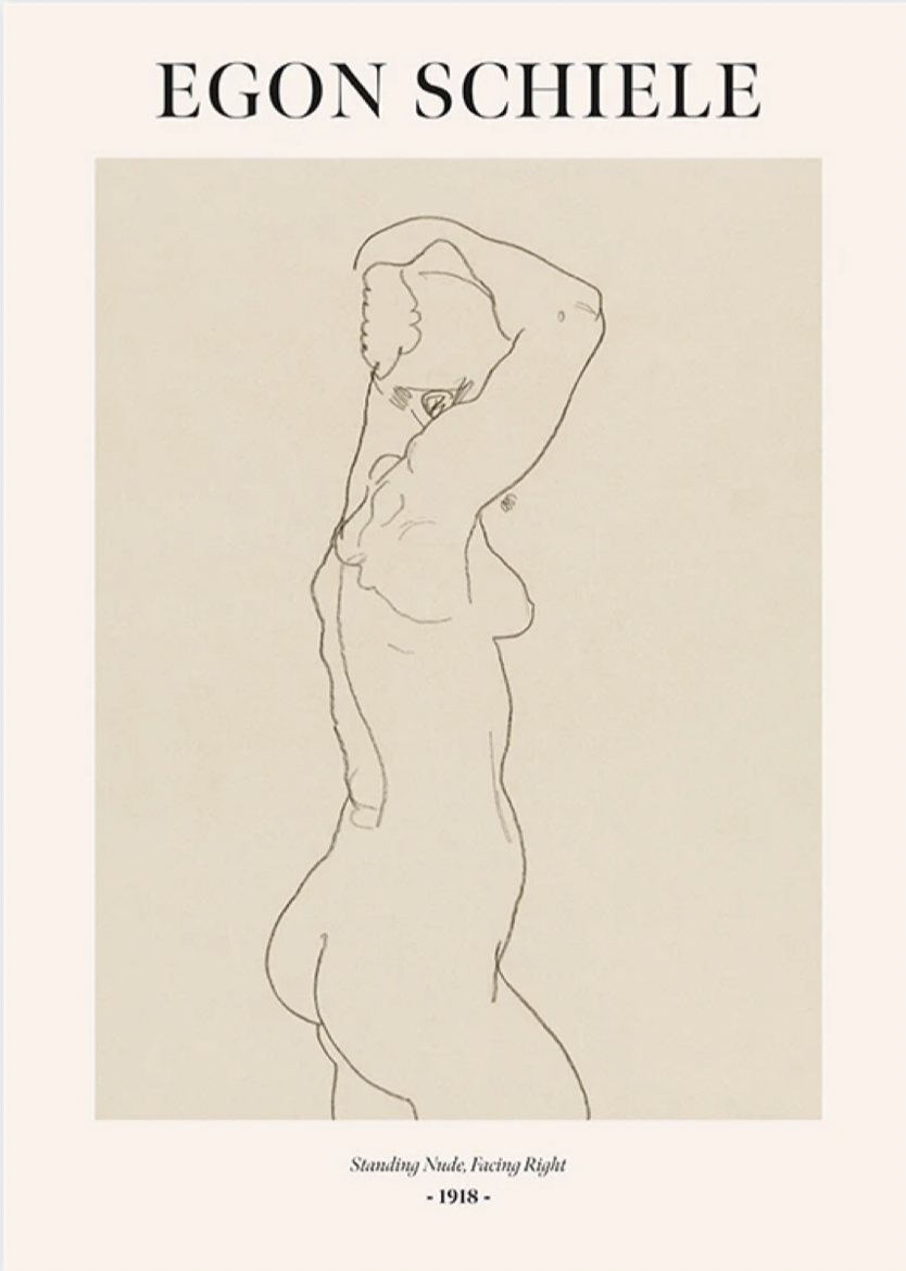 Egon Schiele - Standing Nude, Facing Right Poster