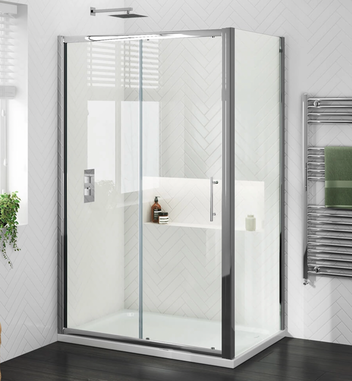 Harbour i6 Easy Clean 6mm Sliding Shower Door & Optional Side Panel