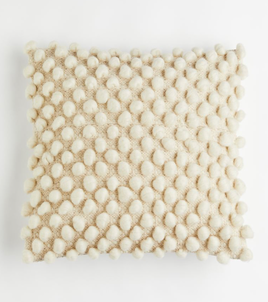 Wool-blend cushion cover, Light Beige/White 50x50cm