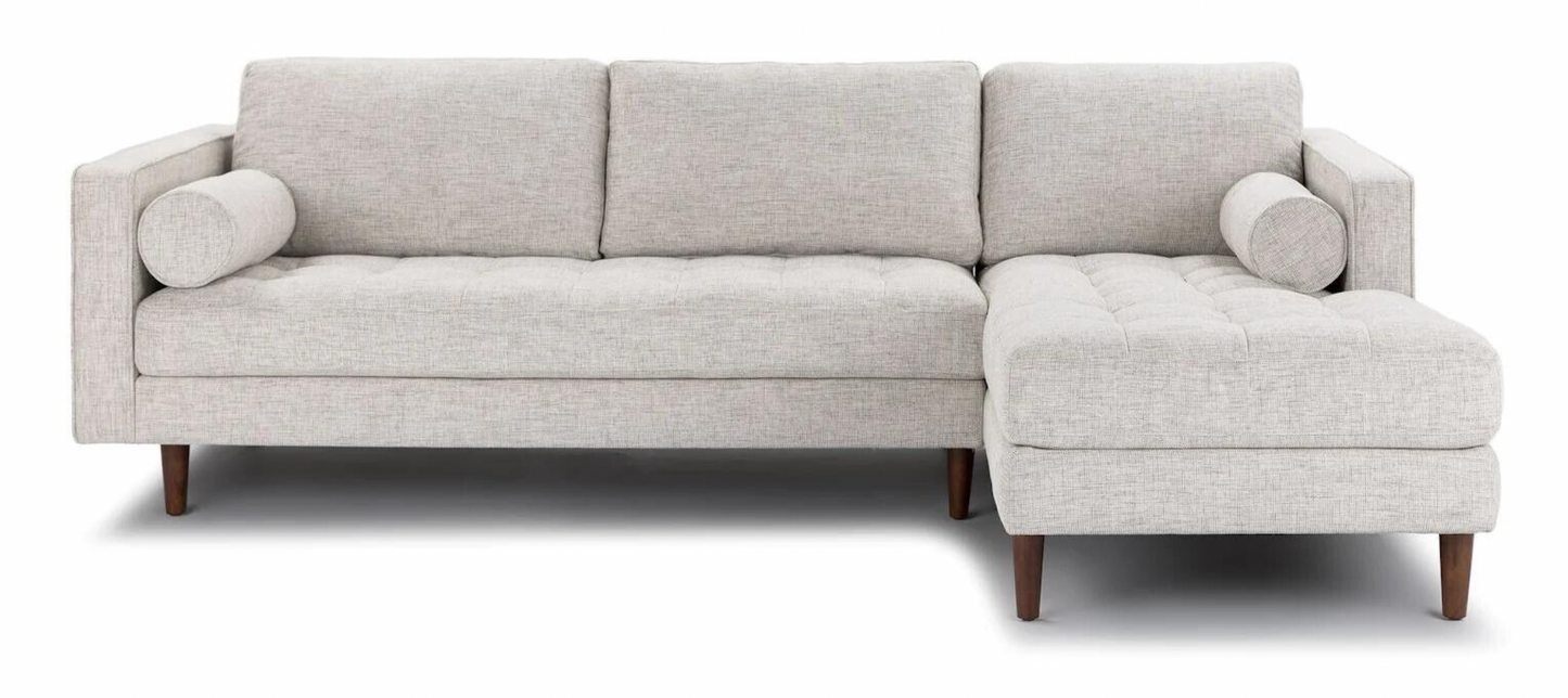 Scott Corner Sofa Ivory Weave - Right, 256x85x171cm