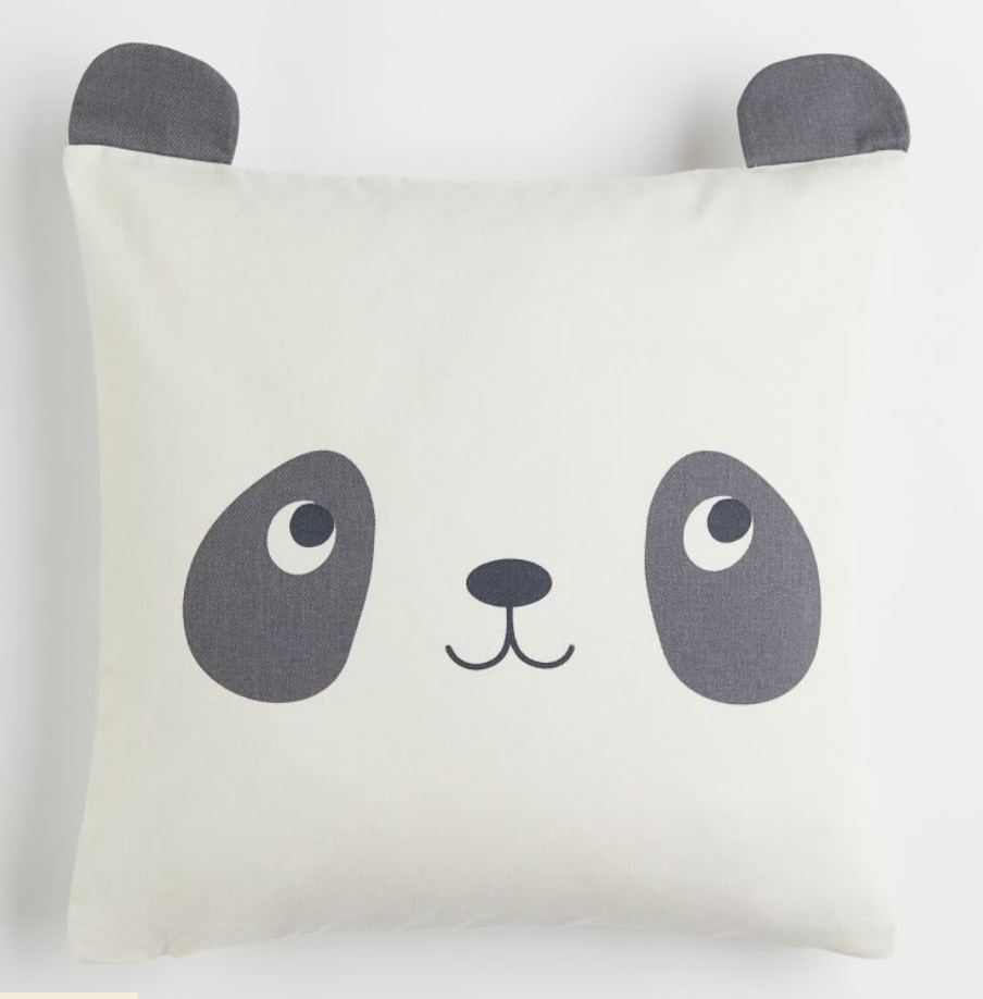 Cotton cushion cover - White/Panda
