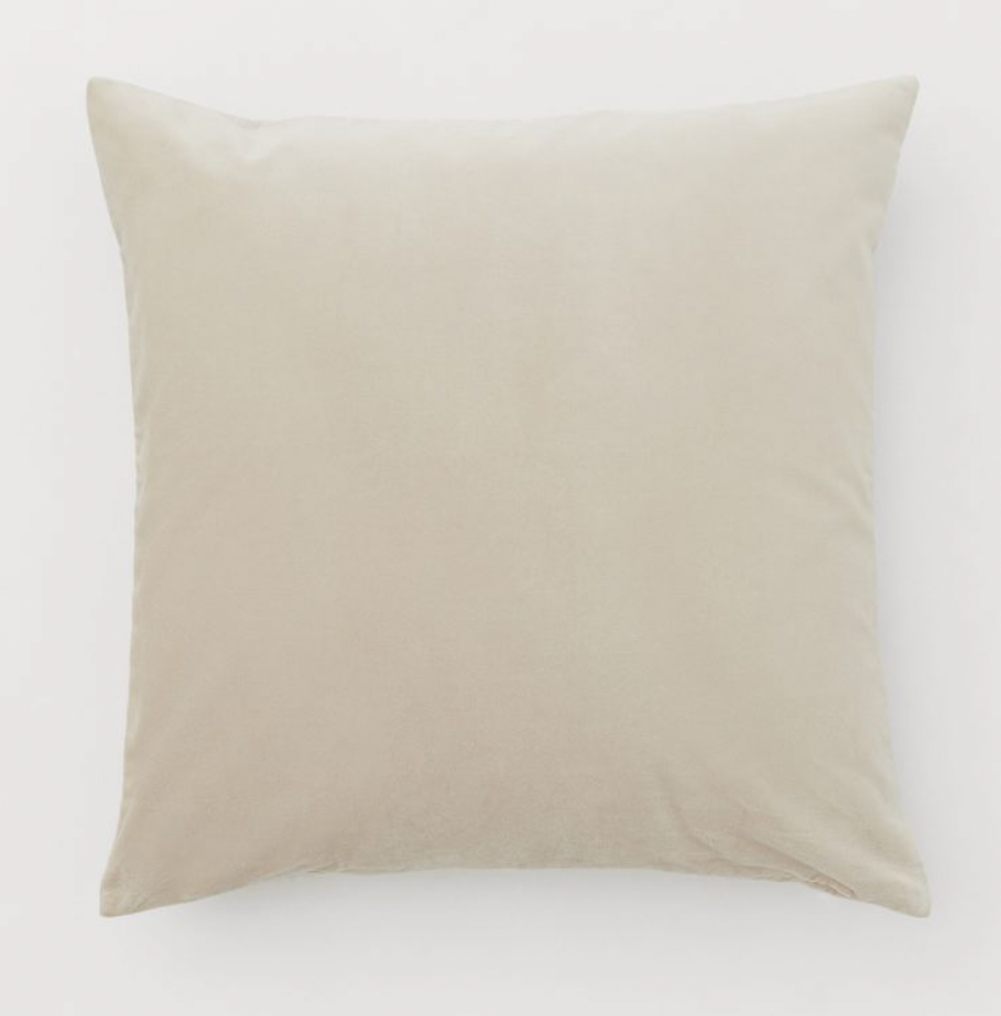 Cotton Velvet Cushion Cover, Beige 50x50cm