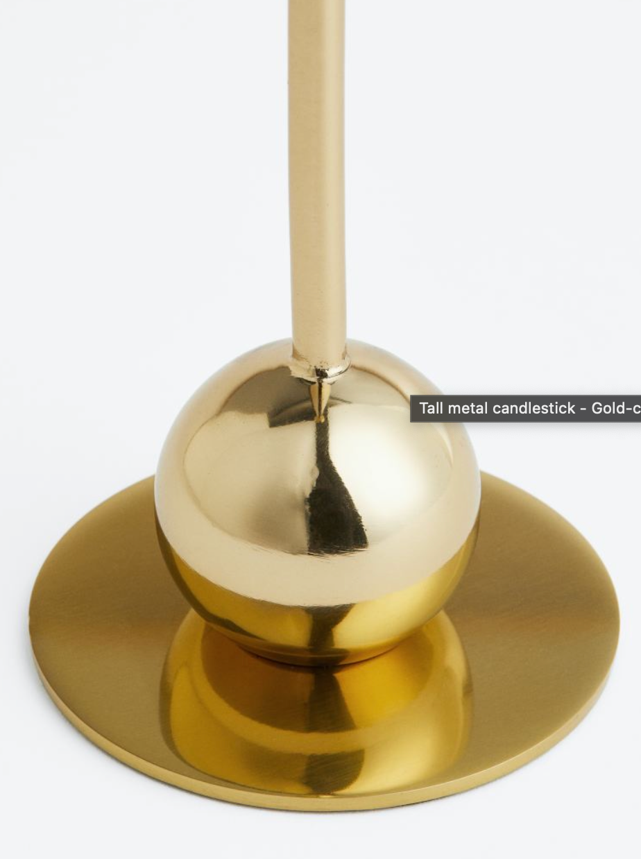 Tall metal candlestick, Gold-coloured 1
