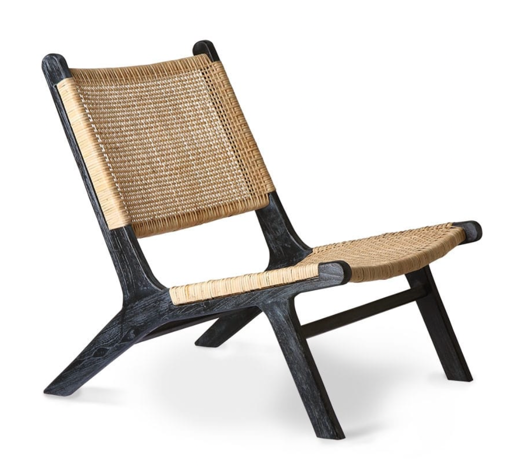 Living Webbing lounge chair - black / natural, 75x64x79cm