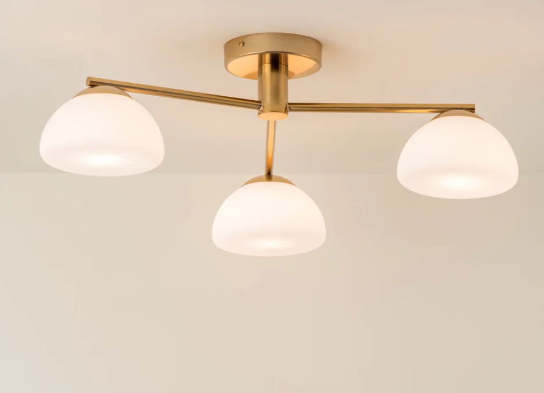 Silio - 3 Light Brass and Opal Flush