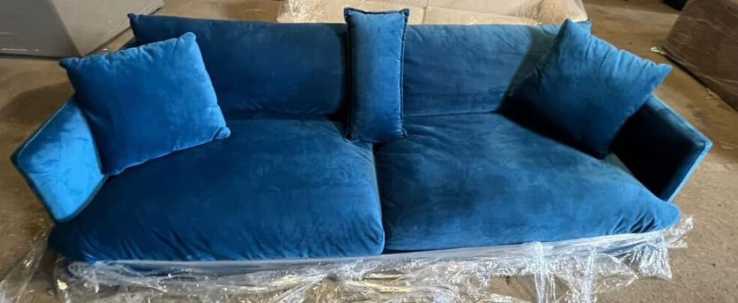 Blue 3 Seater Sofa, 220x55x90cm