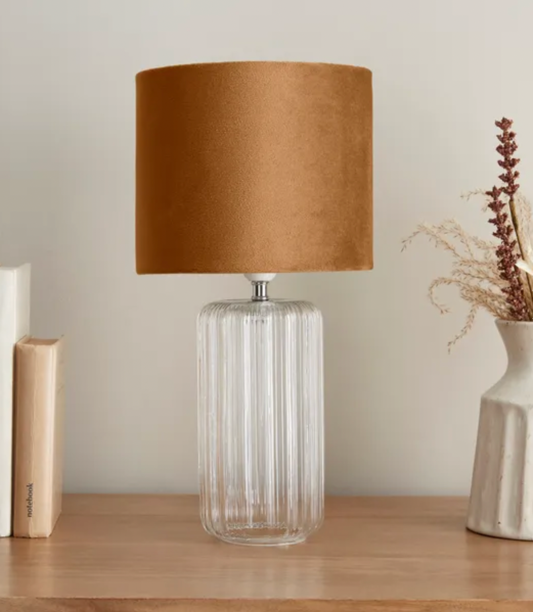 Christine Ribbed Glass Table Lamp, 35x18cm