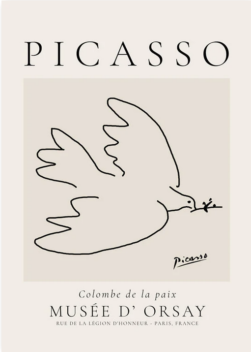 Pablo Picasso Animals Drawings Dove La colombe de paix, 30 x 40cm, framed