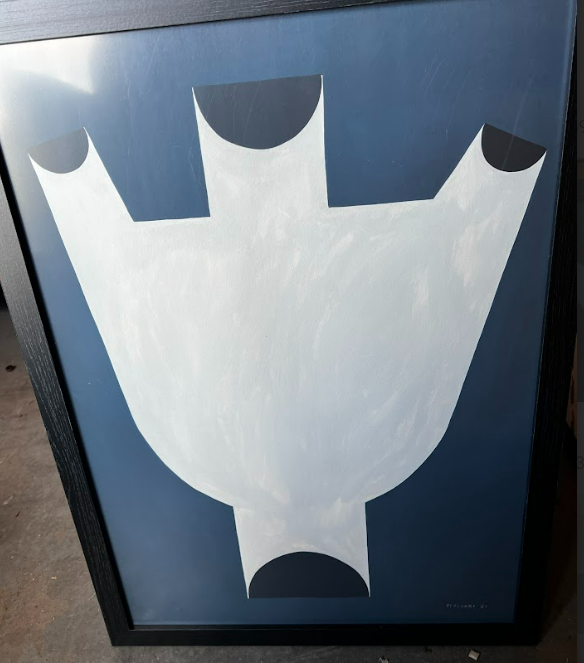 Blue and White abstract, 50 x 70cm, framed
