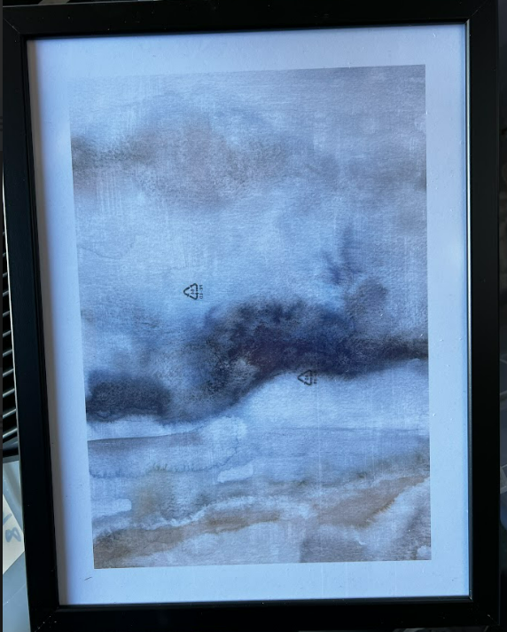 Blue Grey Abstract, 30 x 40cm, framed