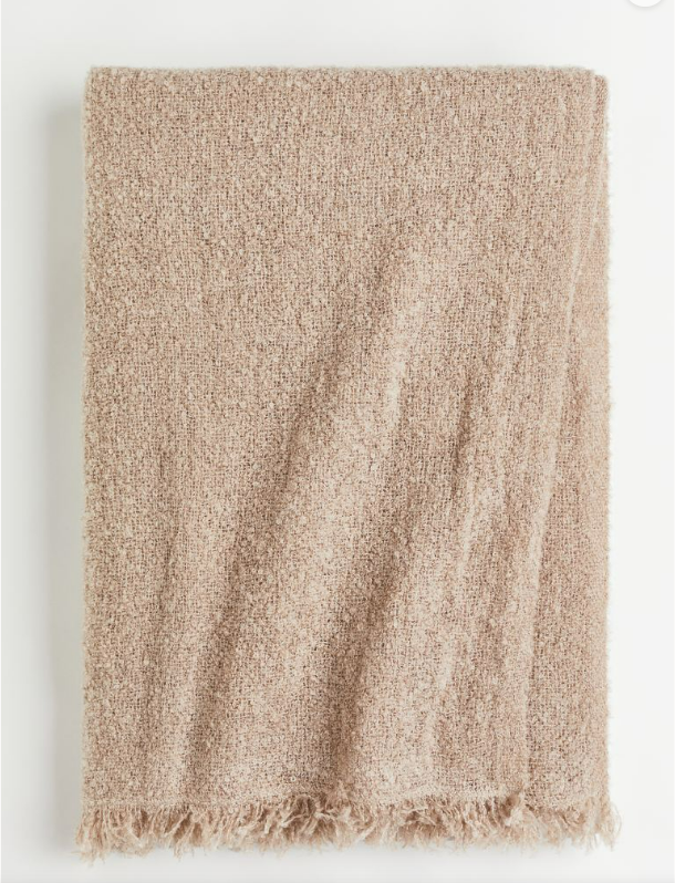 Bouclé blanket, Light Beige, 130 x 170