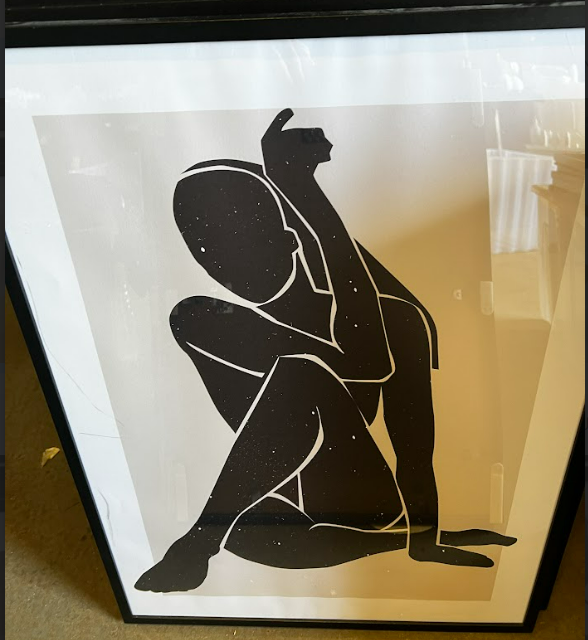 CHARCOAL BLACK FIGURE, 50 x 70cm, framed