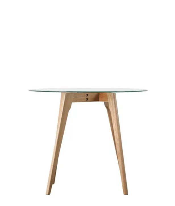 Brea 4 Seater Round Glass Top Dining Table, 75x90x90cm