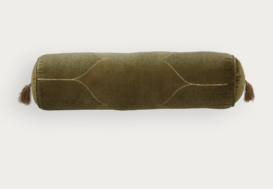 Vellore Cotton Velvet Bolster Cushion Moss Green