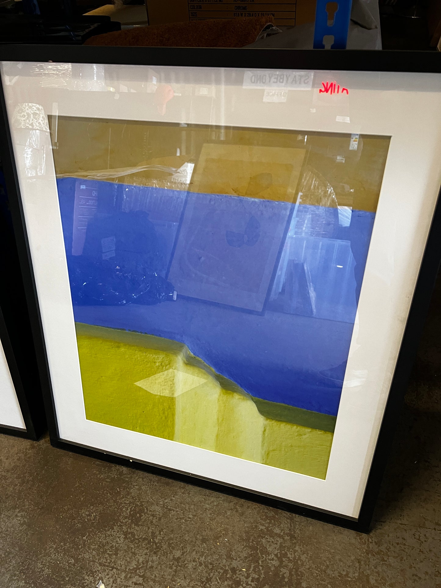 Yellow and Blue Paint, 68 x 78cm, framed