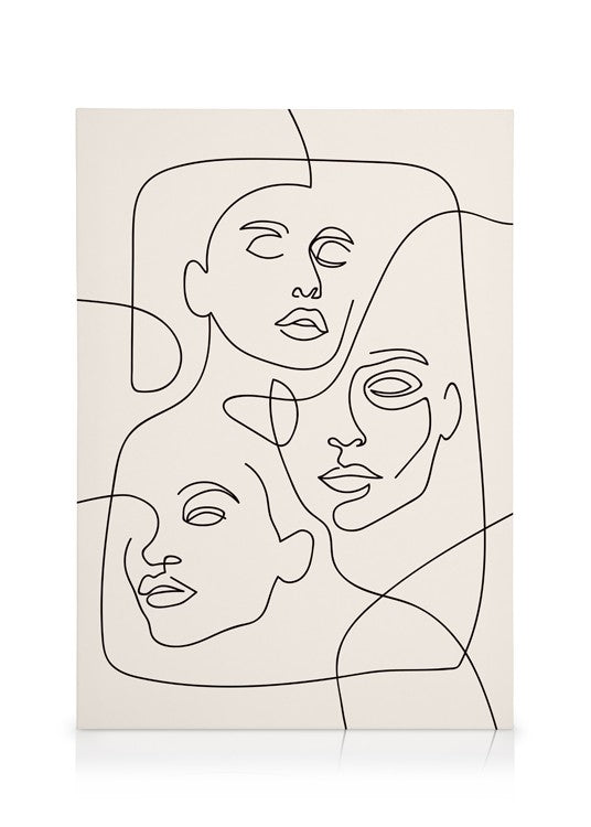 The Three Faces Line Art Canvas 50x70cm
