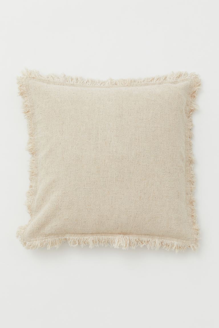 Linen-blend cushion cover - Light beige 50x50
