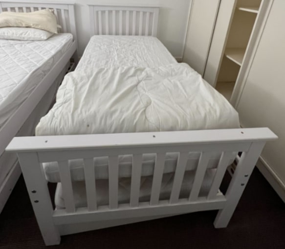 Single White Bed, 97w x 206d x 60h