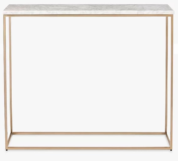 Streamline Marble Effect Narrow Console Table, 25x91x77cm