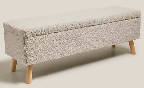 Alex Moonbeam Eco Boucle Ottoman Bench, 34x110x40cm