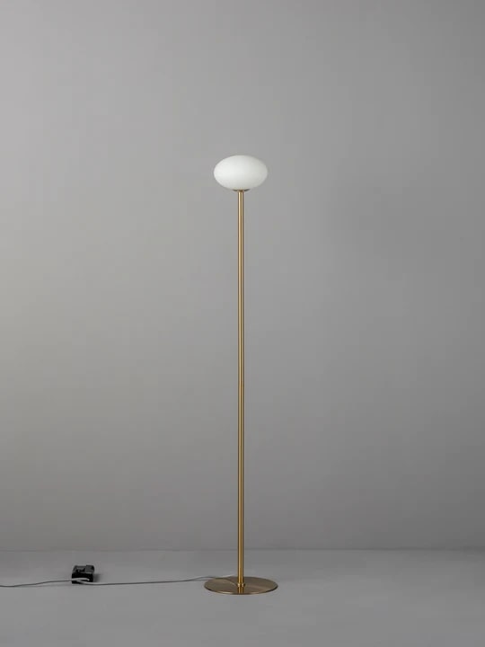 Imperial - 1 light brass and opal midi floor lamp,0 x 20 x 119cm