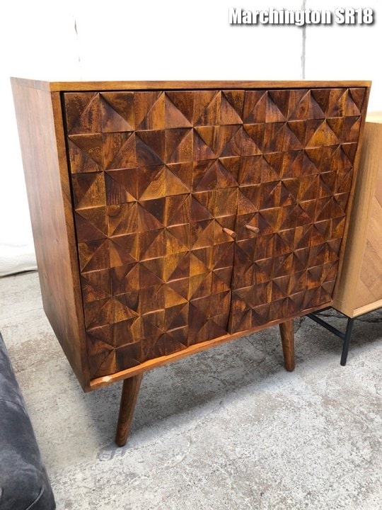 2 Door Sideboard In Dark Walnut Effect, 80x80x40cm