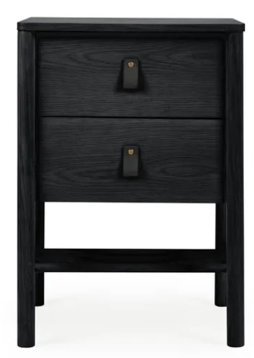 Henry Black 2 Drawer Bedside Table, 40x45x64.5cm