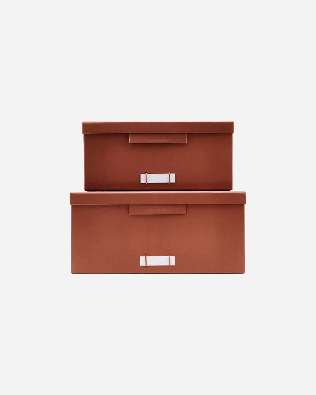 Boxes w. lids, File, Cognac