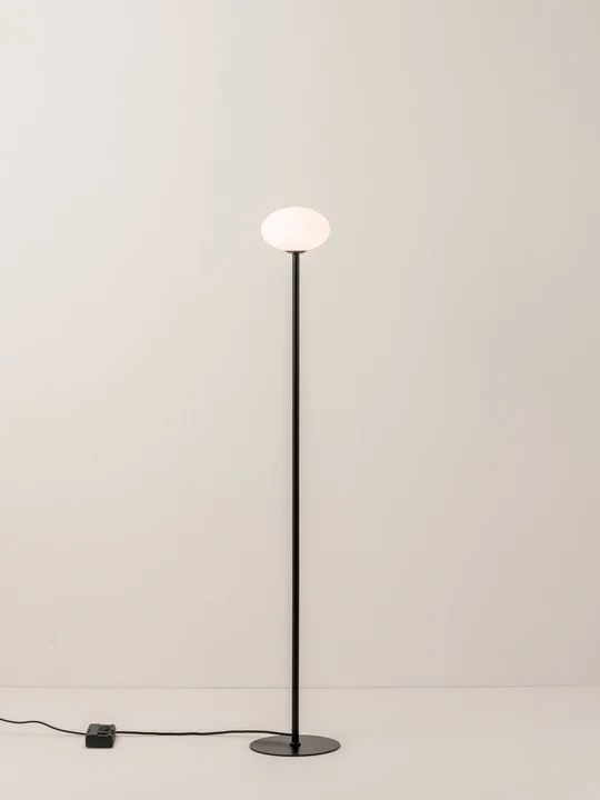 Imperial - 1 light matt black and opal midi floor lamp, 0x20x119cm
