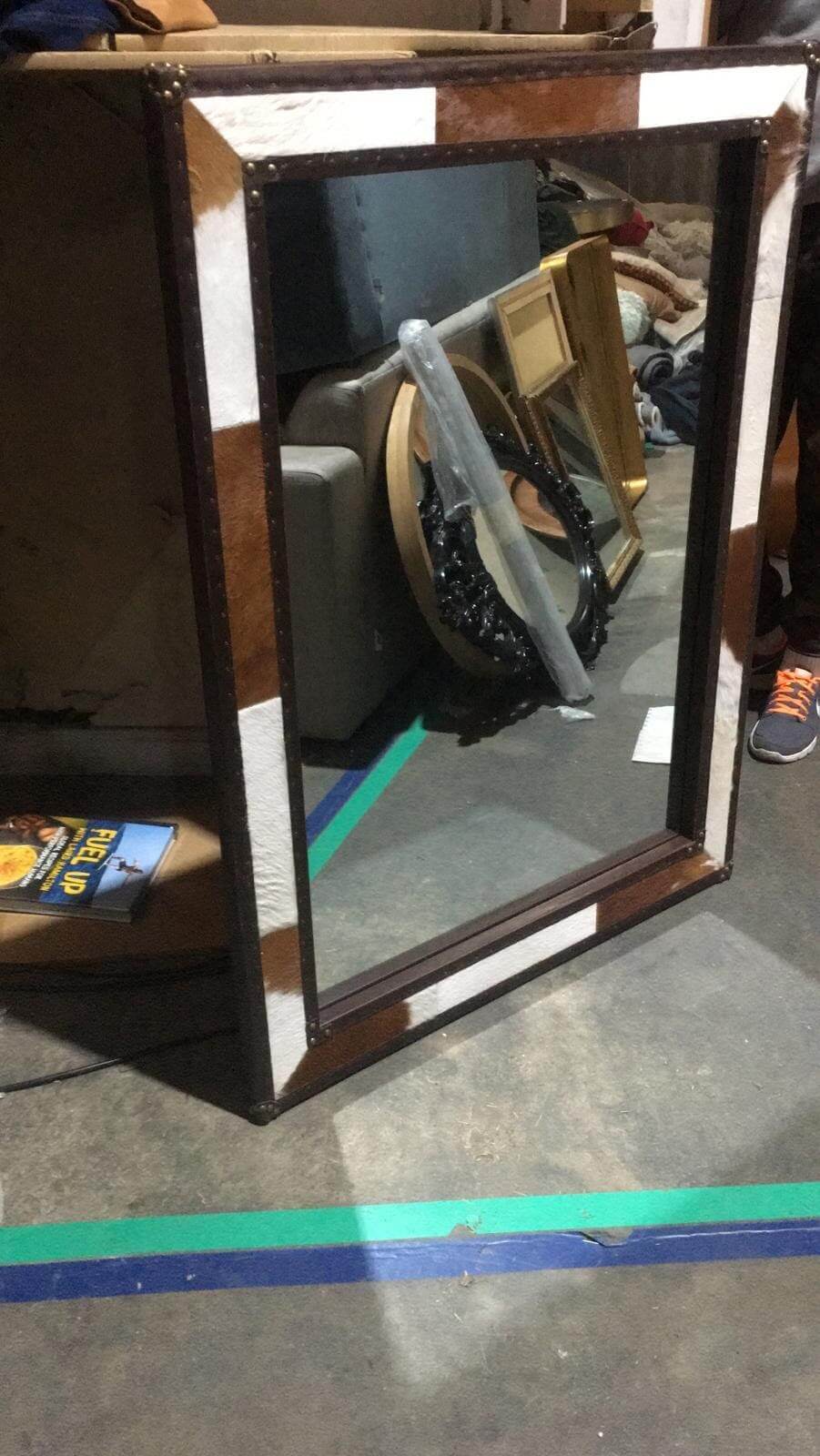 Mirror, White/Brown 90x120cm
