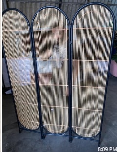 Black & Rattan Room Divider