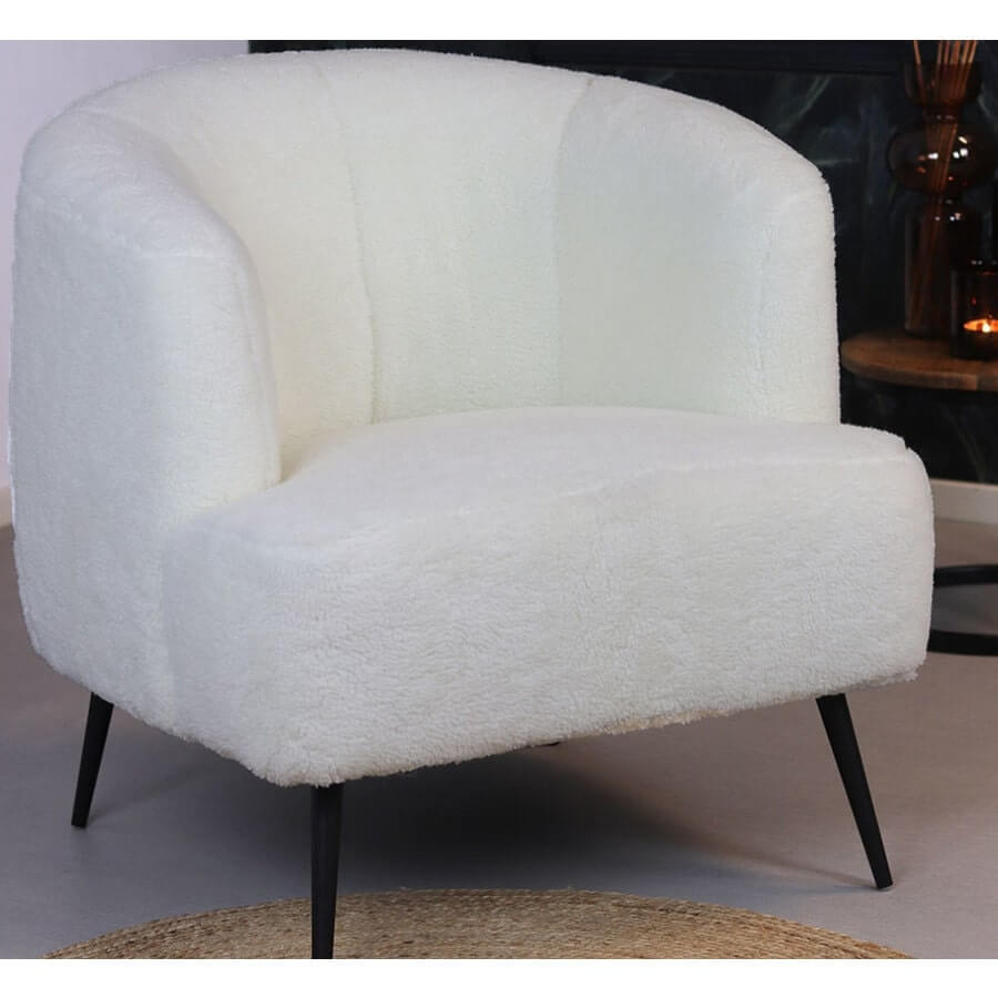 Armchair Billy Teddy Fur White, 75x74x77cm