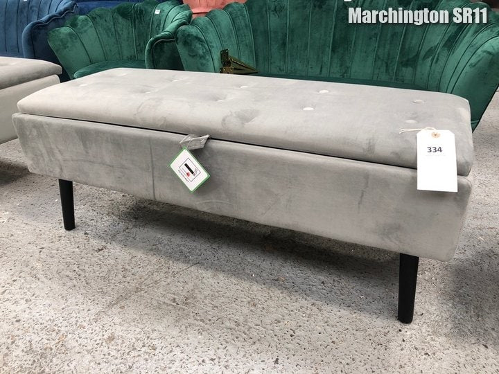 STORAGE BENCH IN GREY VELVET