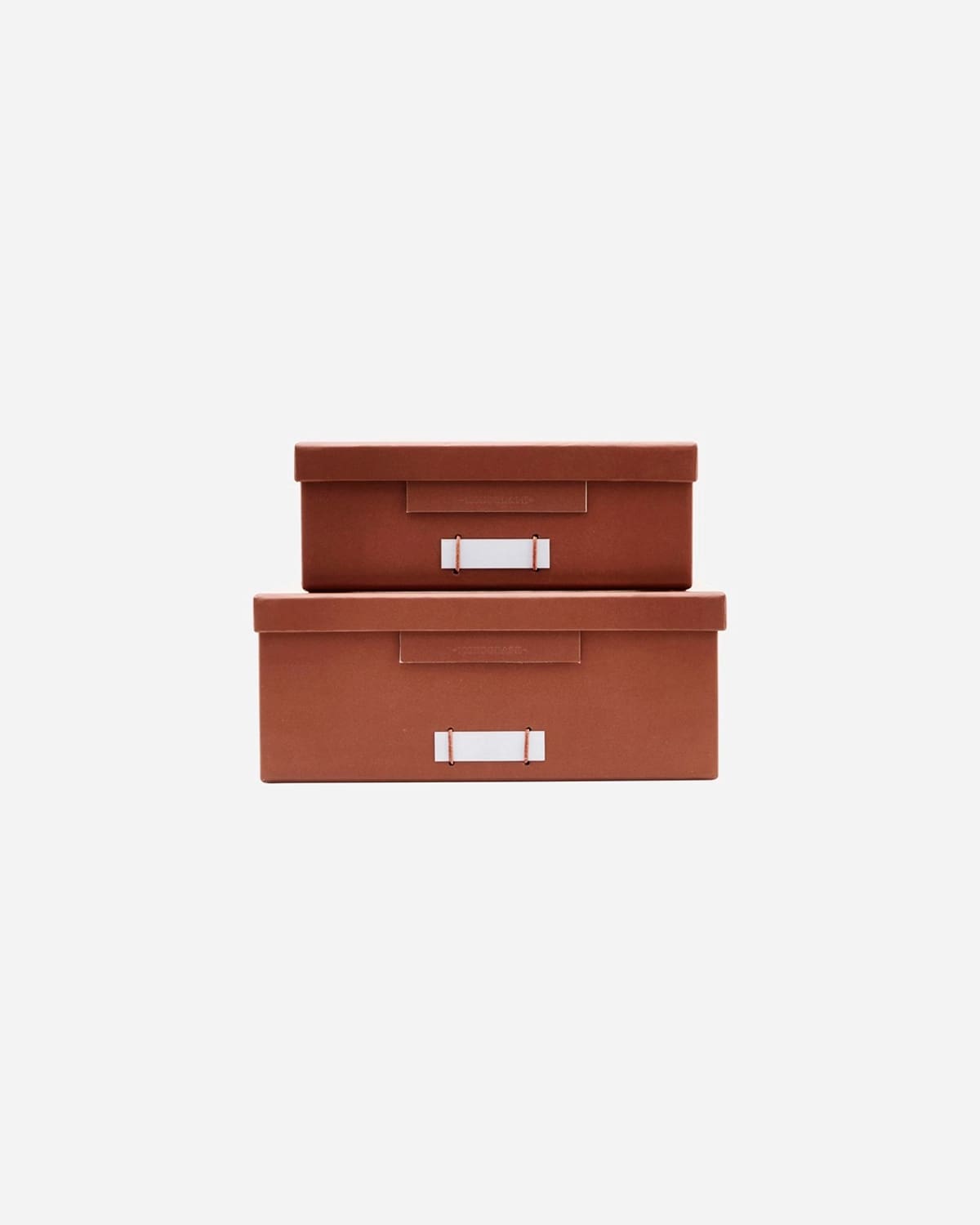Boxes w. lids, File, Cognac