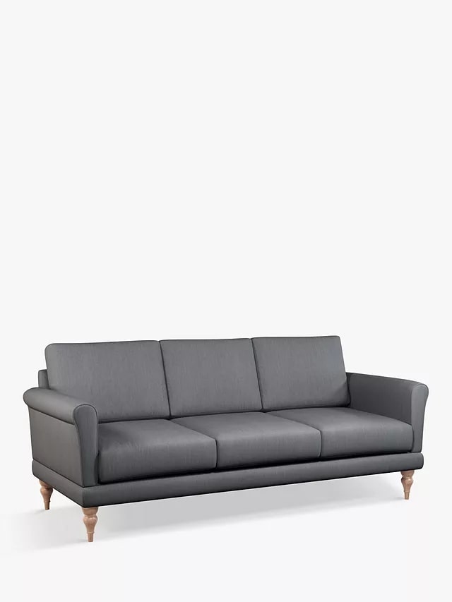 JOHN LEWIS & PARTNERS SCROLL 3 SEATER SOFA IN GREY, 83x200x82cm