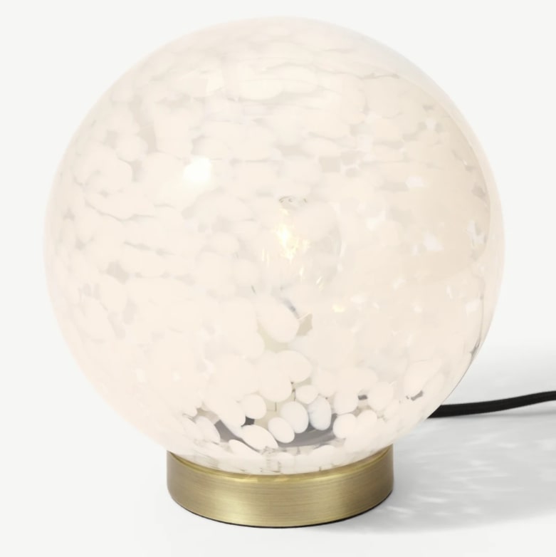 Julia Table Lamp, White Speckled Glass & Brass