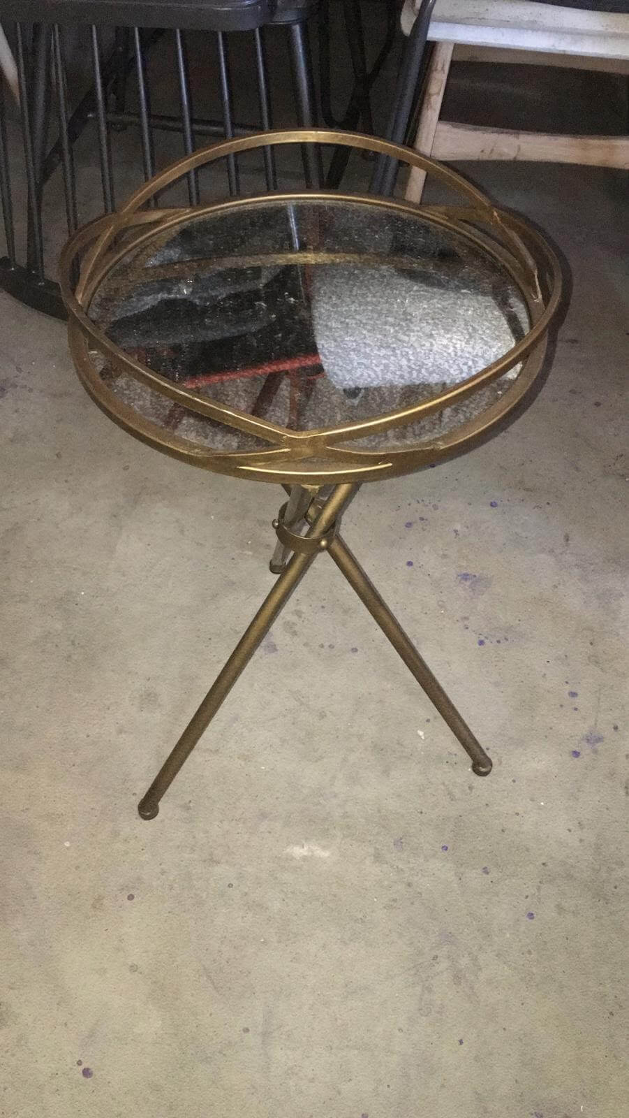 Brass Mirror Bedside, 36x36x60cm