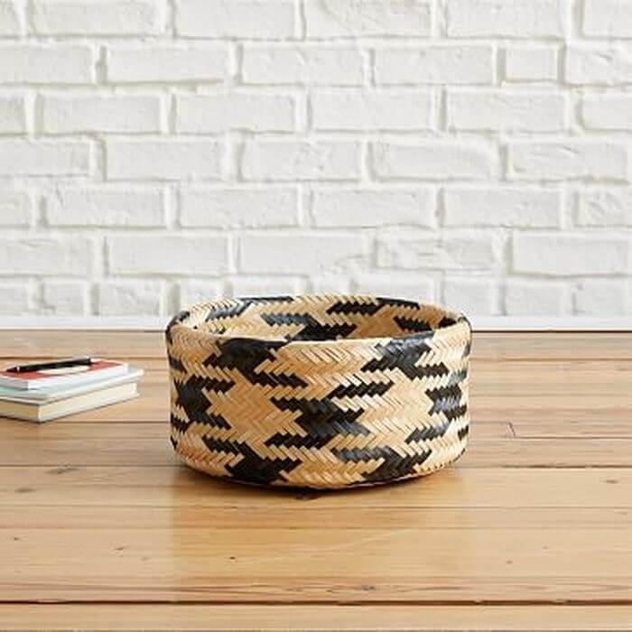 Chevron Woven Baskets, Small, Natural + Black