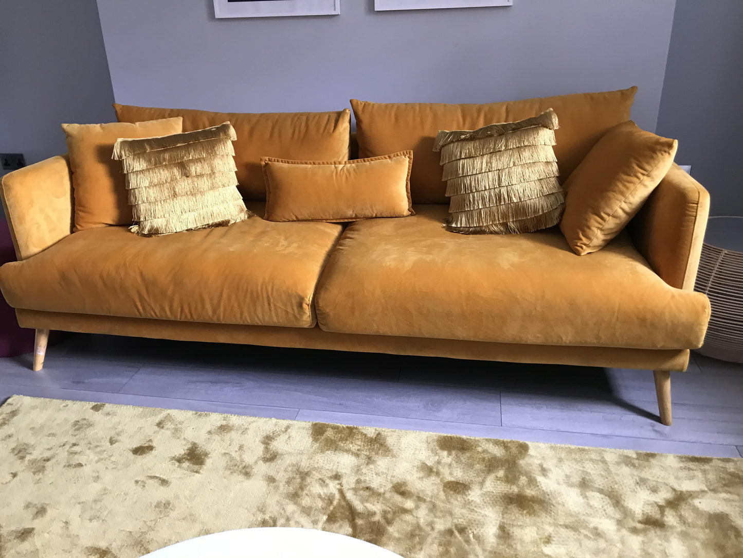 Yellow Mid Century Sofa, 88x56x24cm